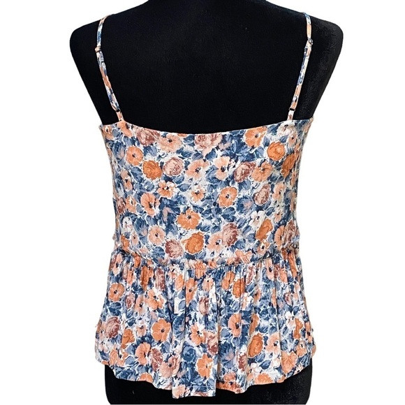 Current Elliott Blue Orange Floral Peplum Cami Tank Top Size 0 - Picture 7 of 10